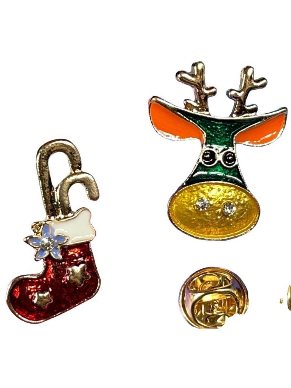 Reindeer Christmas Stocking Lapel Pin Deer Holiday Enamel Badge Brooch Jewelry